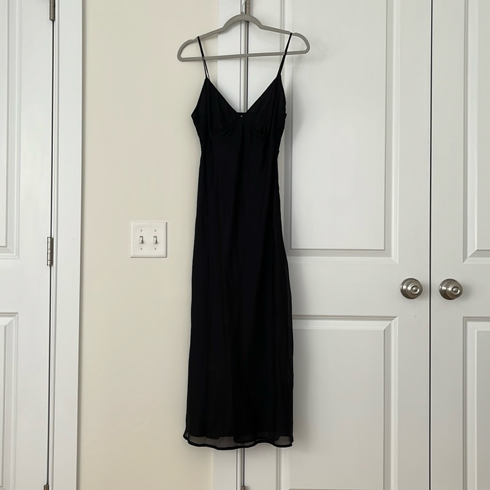 Abercrombie & Fitch Black Slip Midi Dress